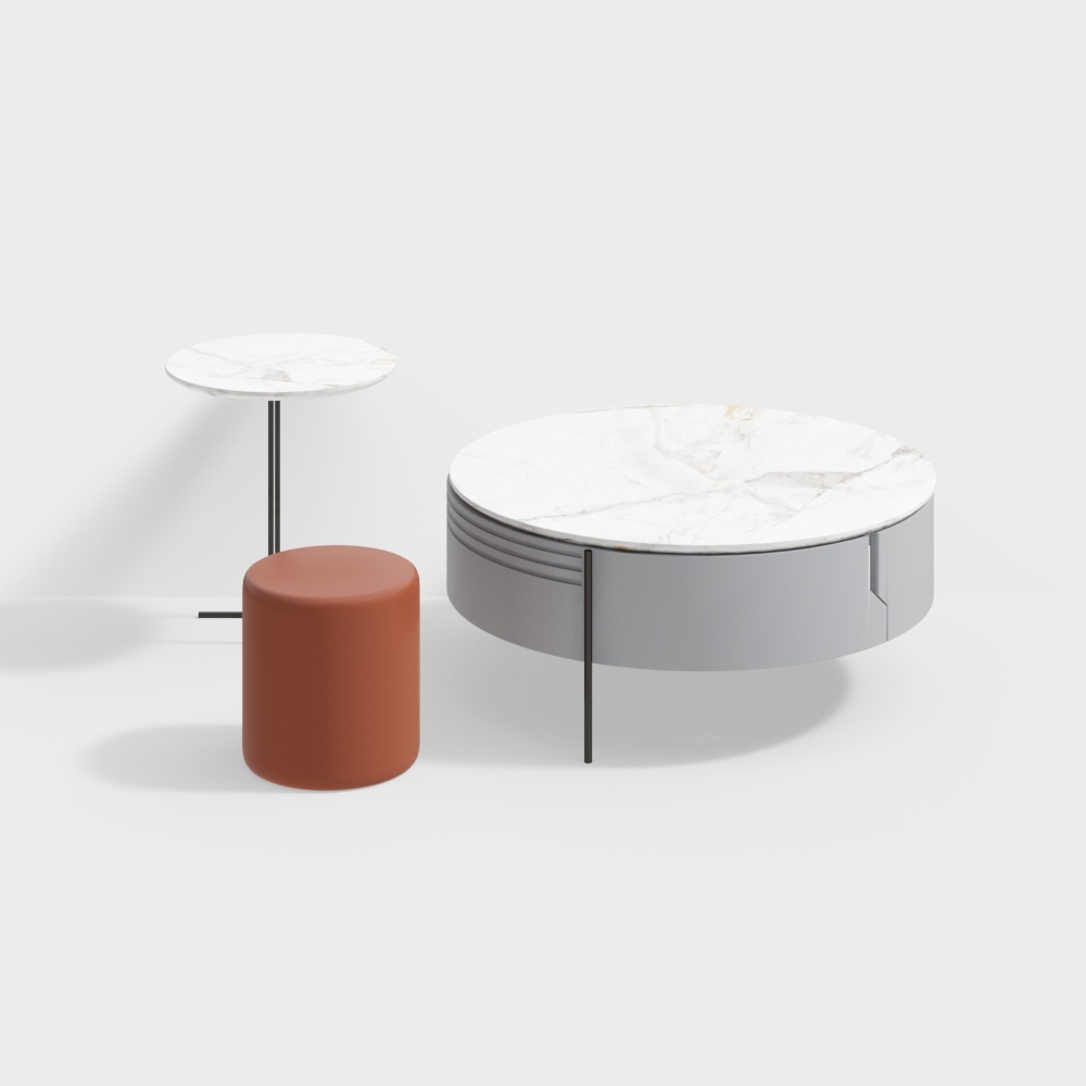 Urban Accent 3D Model – Marble Table with Metal Base