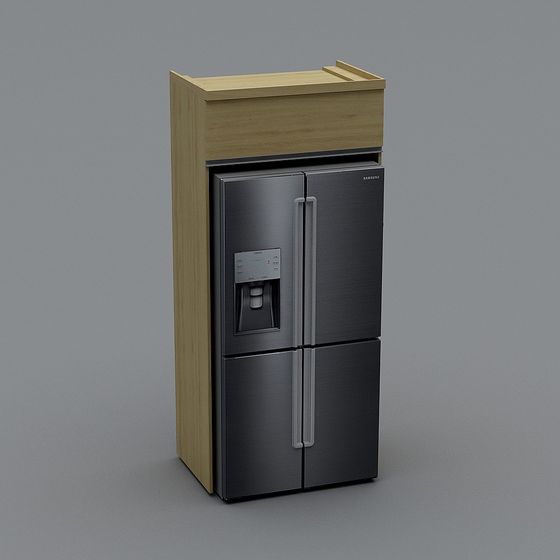 Refrigerator Cabinet 3D Model in Black Color