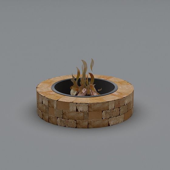 Round Stone Fire Pit 3D model