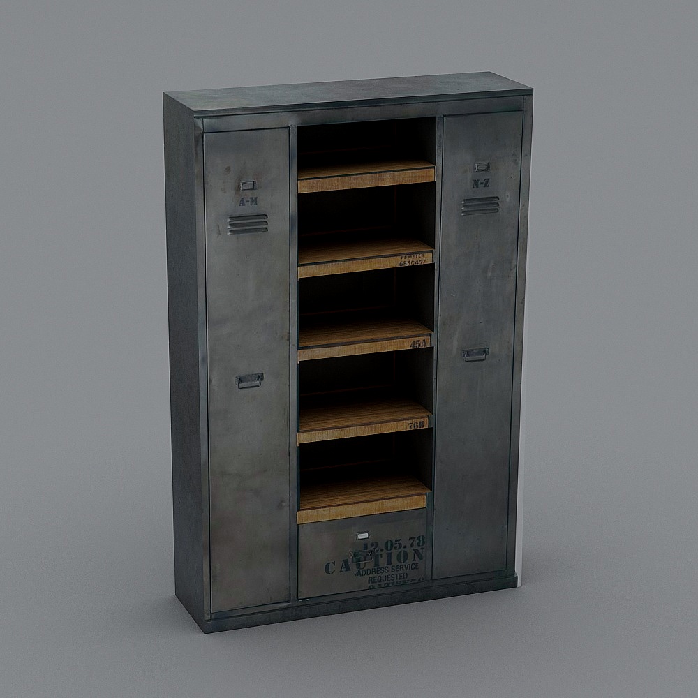 Vintage Industrial Metal Storage Cabinet 3D model