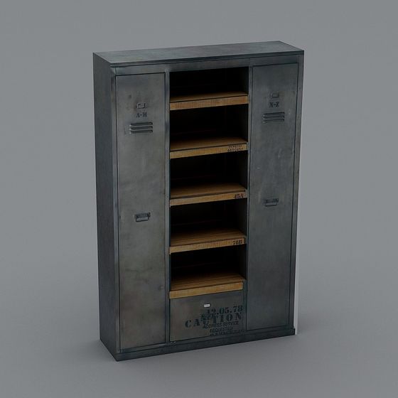 Vintage Industrial Metal Storage Cabinet 3D model