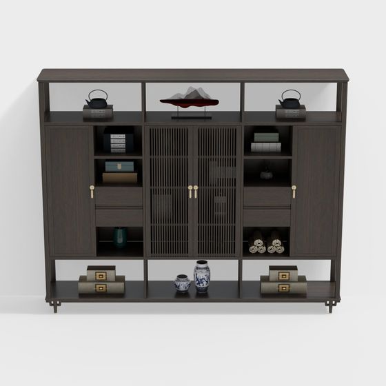 Elegant Chinese Storage Cabinet 3D model