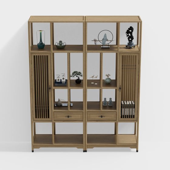 Elegant Low-Poly Bookshelf 3D model