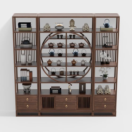 Oriental Elegance Bookshelf 3D model