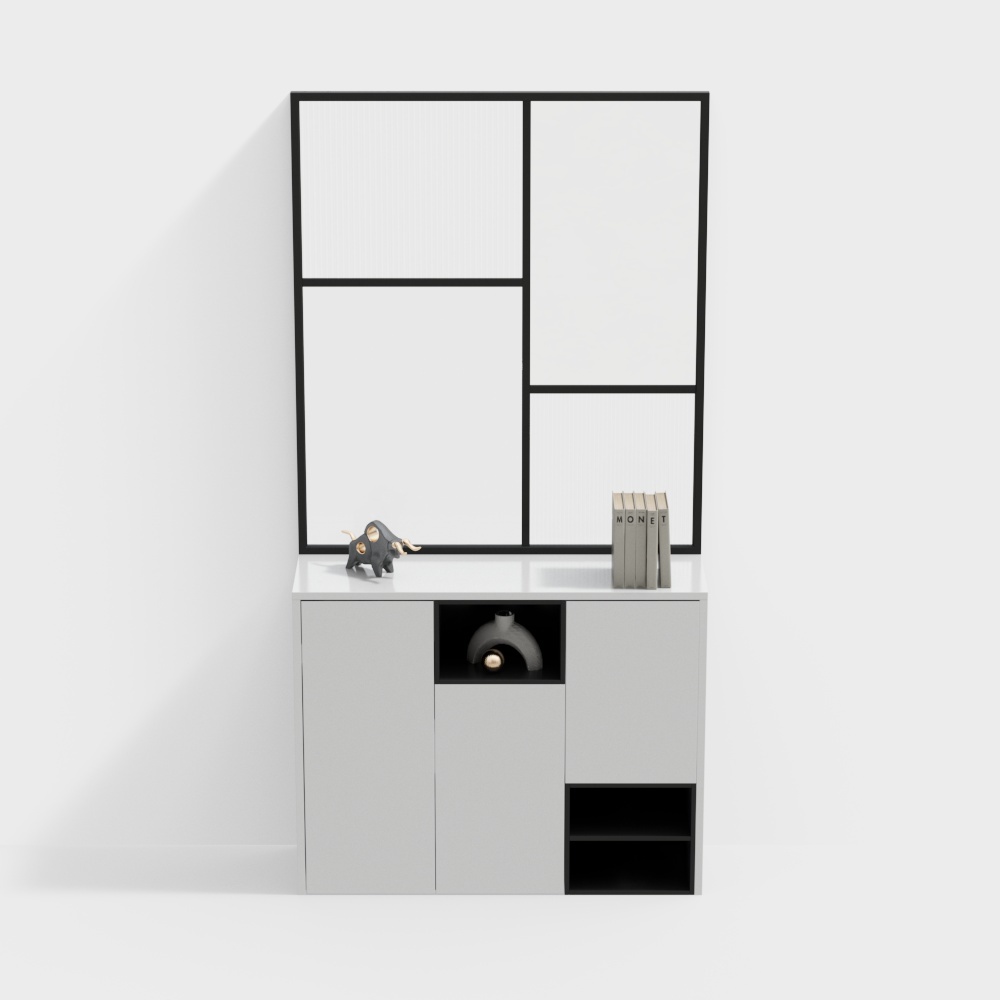 Modern white partition cabinet