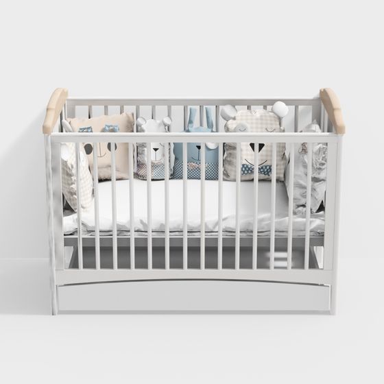 Dreamy Low-Polygon Baby Crib 3D Model
