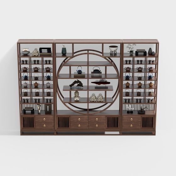 Elegant Oriental Display Cabinet 3D model
