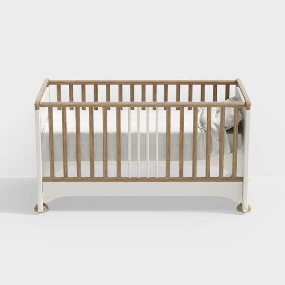 Stylish Low-Poly Baby Crib 3D model for Modern Interiors