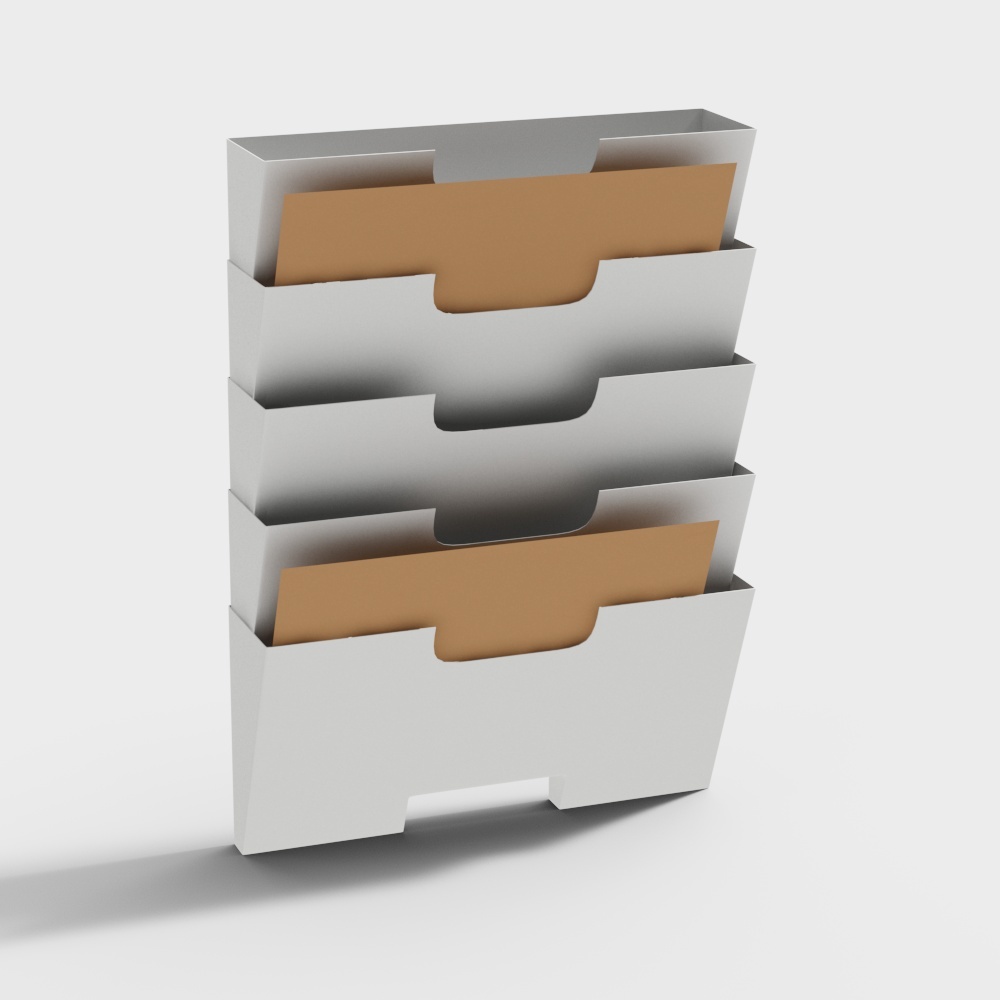 Stylish Low-Poly Folder Storage Rack – Gray & Brown Design