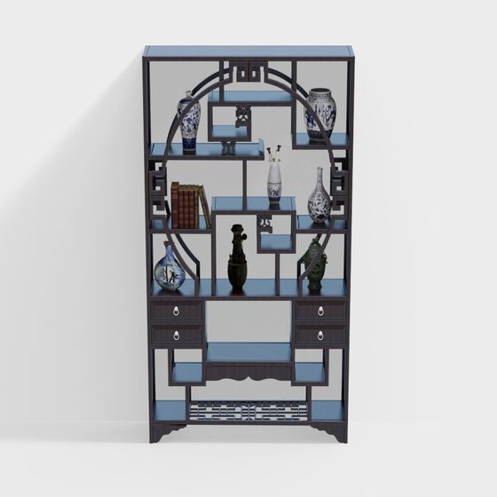 Chic Chinese Bookshelf 3D model for Creative Projects