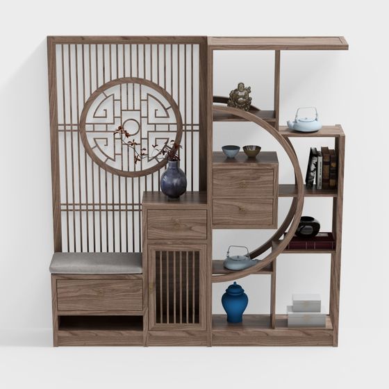Oriental Screen Cabinet 3D model