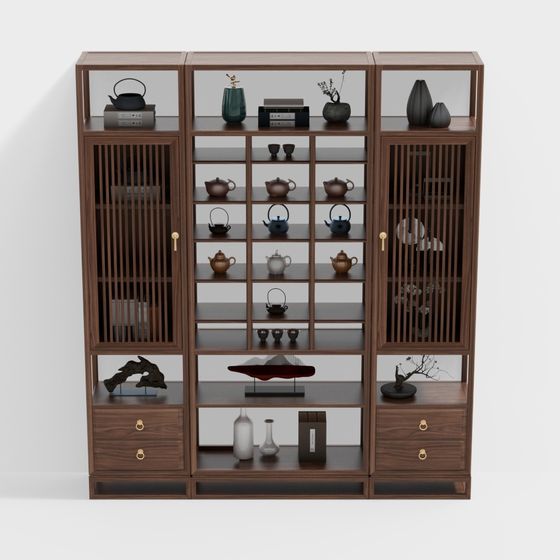 Elegant Tea Cabinet Low-Poly 3D Model