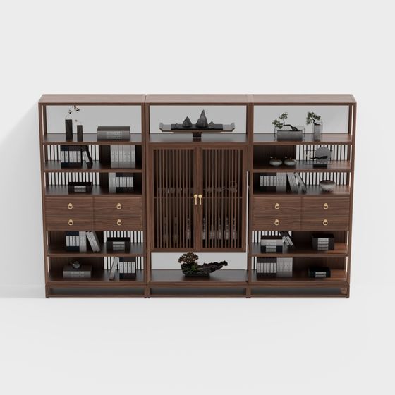 Elegant Low-Polygon Bookshelf 3D model