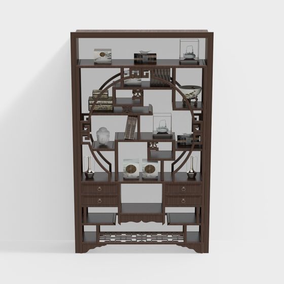 Oriental Elegance Bookshelf 3D model