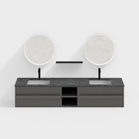 Elegant Double Vanity Bathroom 3D model for Creative Projects