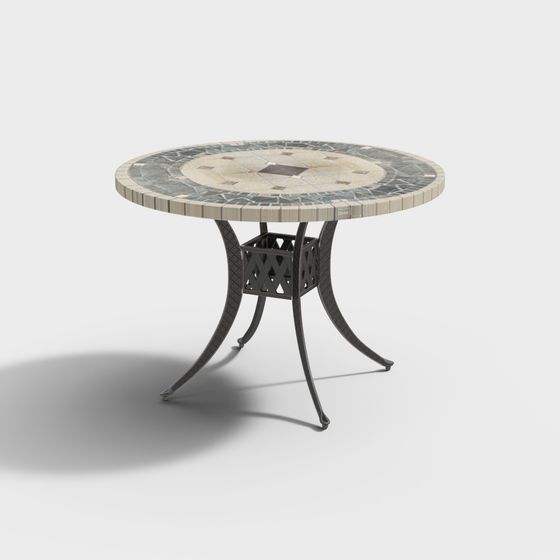 Vintage Round Table 3D model