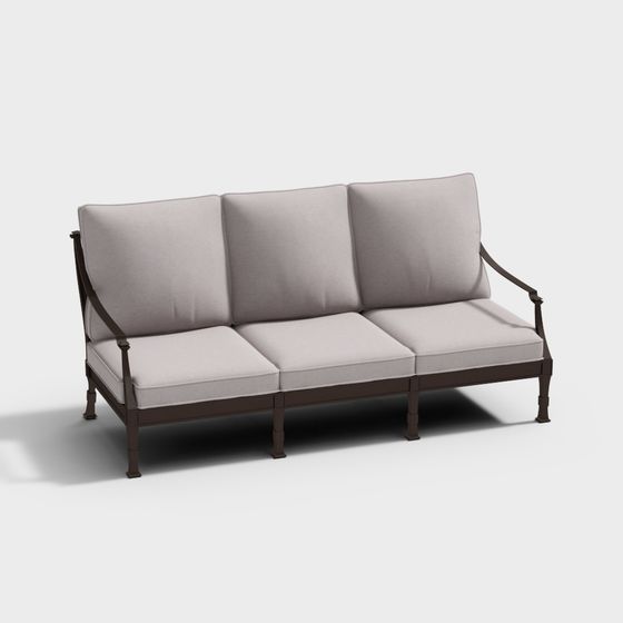 Chic Low-Poly Detailed Sofa 3D model for Modern Spaces