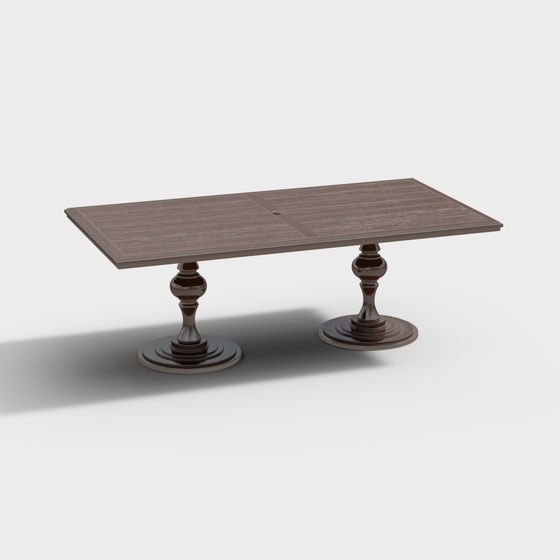 Retro Style Expandable Dining Table 3D model