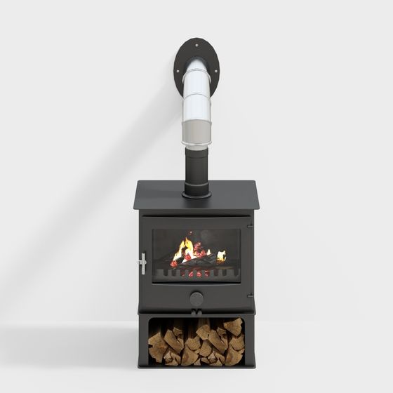 Stylish Low-Polygon Fireplace 3D Model