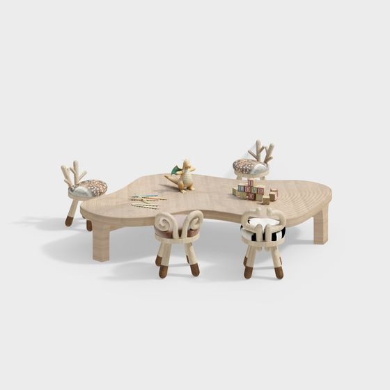 Whimsical 3D Desk and Chair Set for Kids