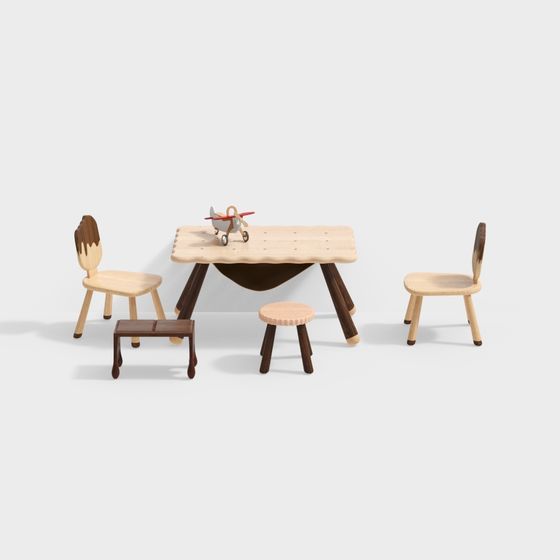 Whimsical Children’s Table and Chair Set 3D model