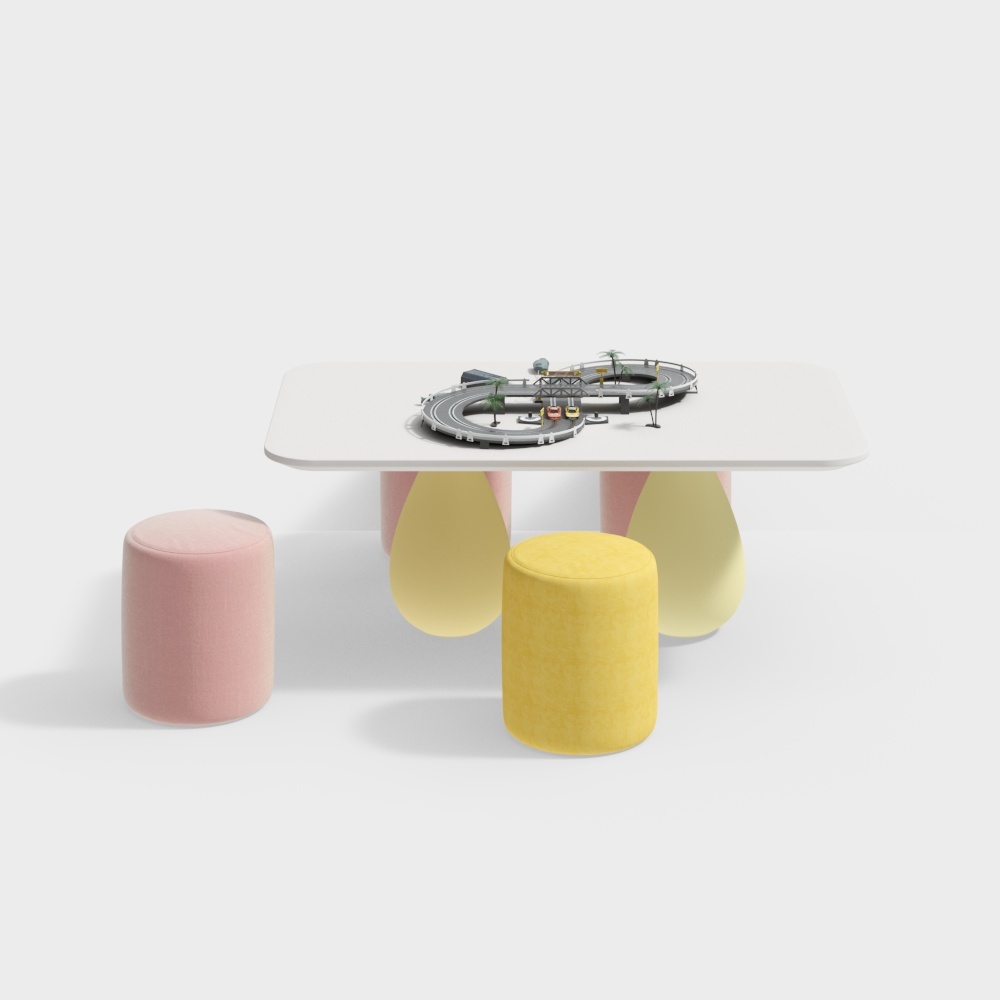 Tische und Stühle im Kinderbereich des modernen Verkaufsbüros