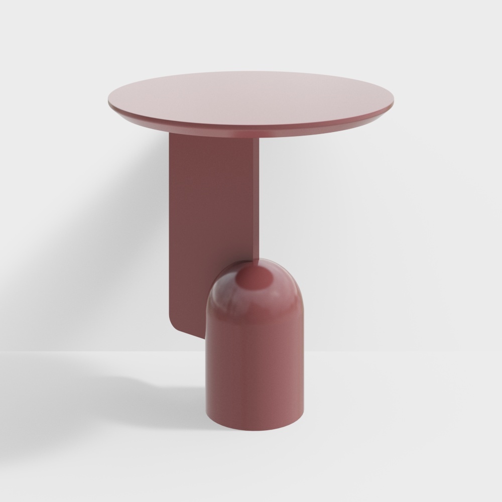 Minimalist Round Table 3D Model – Low-Poly Pink Design