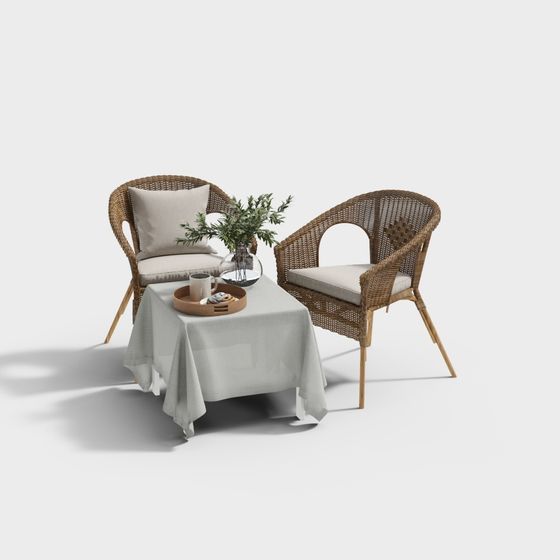 Cozy Wicker Chairs 3D model