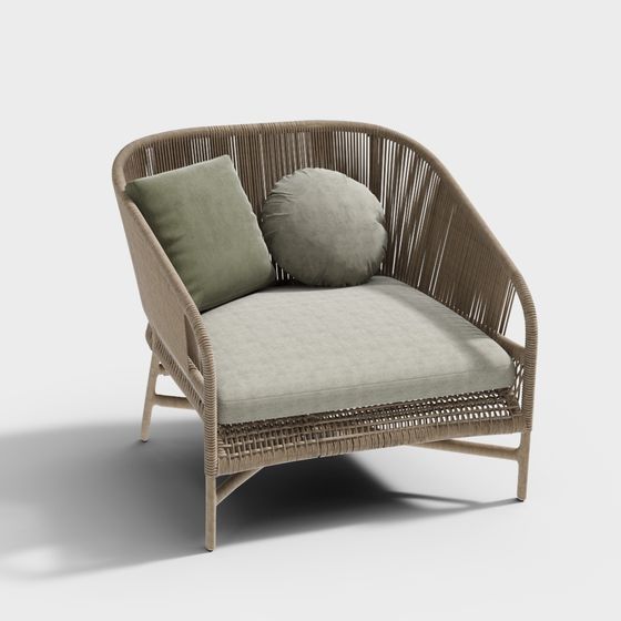 Woven Armchair 3D Model for Modern Interiors