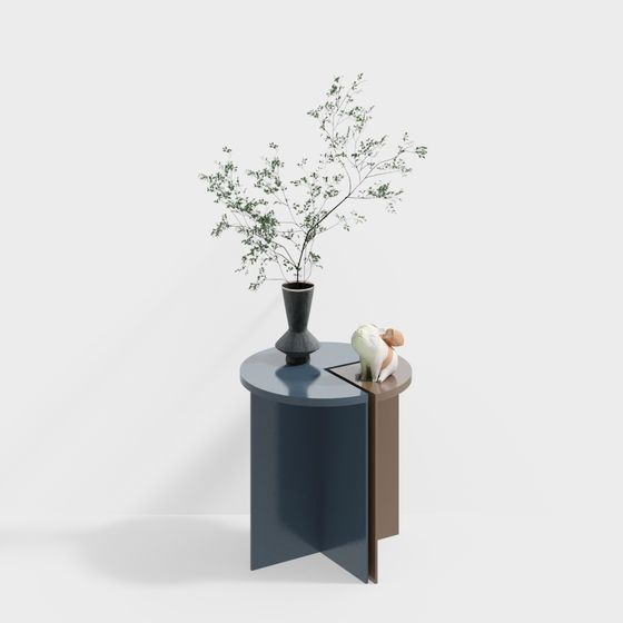 Minimalist Side Table and Vase 3D model