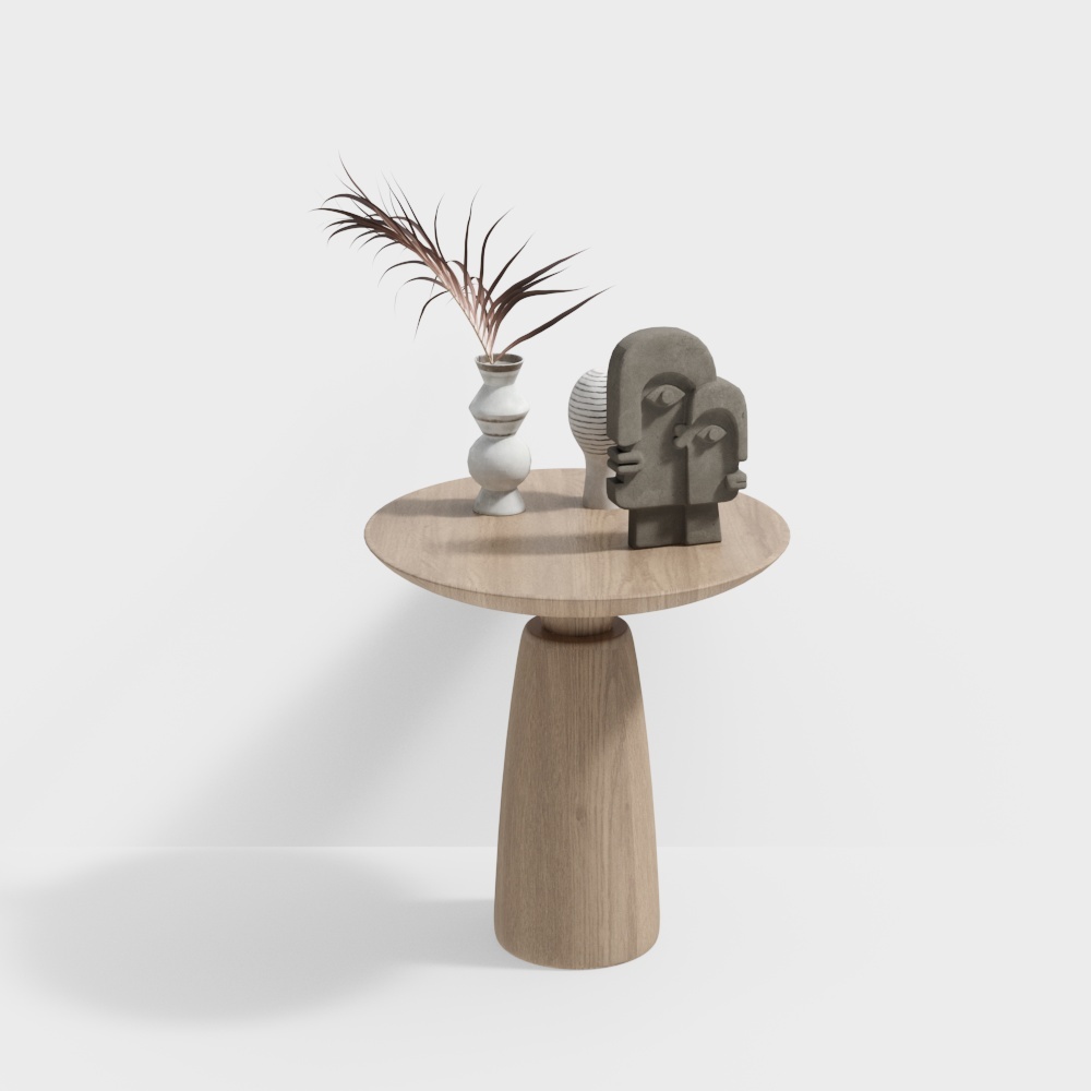 Urban Corner Side Table 3D Model – Wood & Sculpture