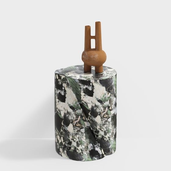 Elegant Marble Vase Low Polygon 3D Model