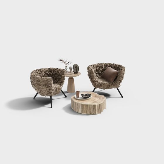 Elegant Low-Poly Furniture Set 3D model