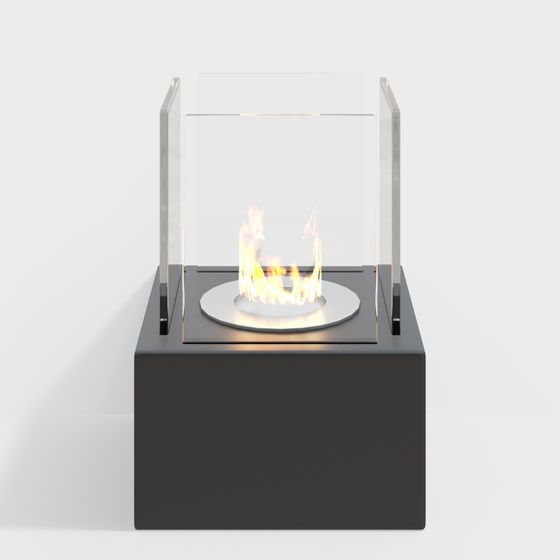 Glass Cube Fireplace 3D model