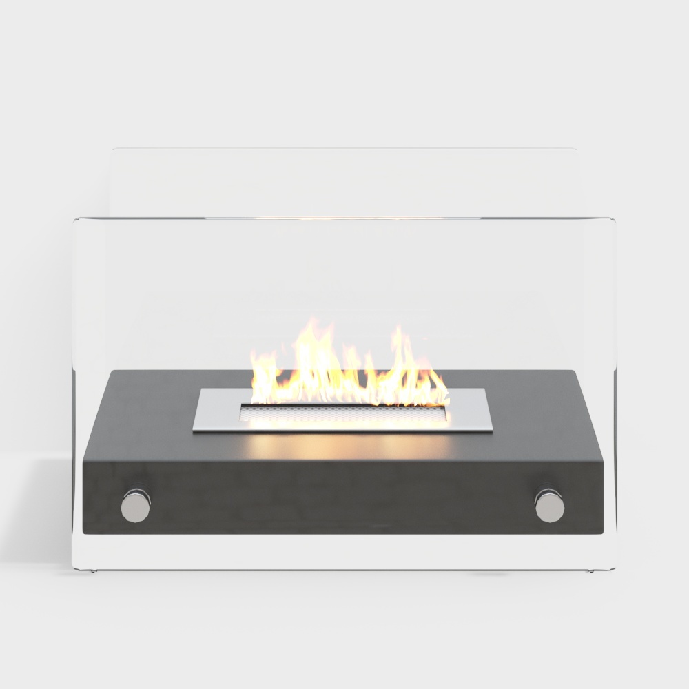 Modern Minimalist Fireplace 3D Model – Sleek Black Design