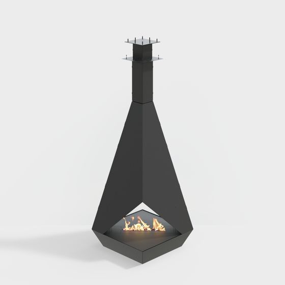 Stylish Cone Fireplace 3D Model