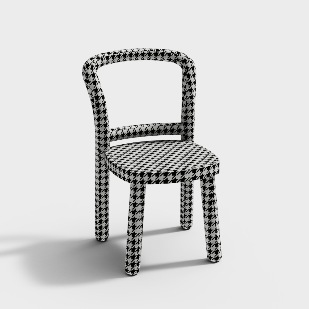 Black and White Checkered Chair 3D Model – Ergonomic Design