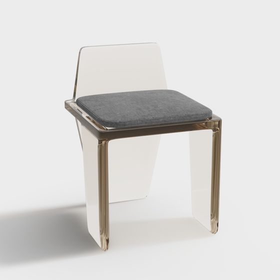 Chic Troy Modern Acrylic Side Chair 3D Model