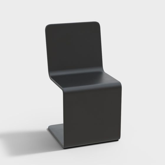 Modern Black Side Chair 3D Model Without Arms