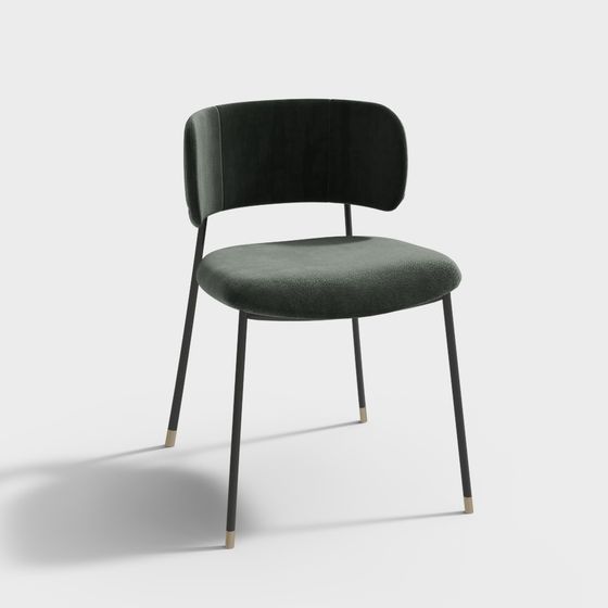 Modern Green Side Chair 3D Model without Arms
