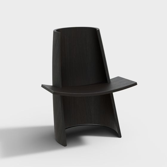Unique Curved Wooden Chair 3D model
