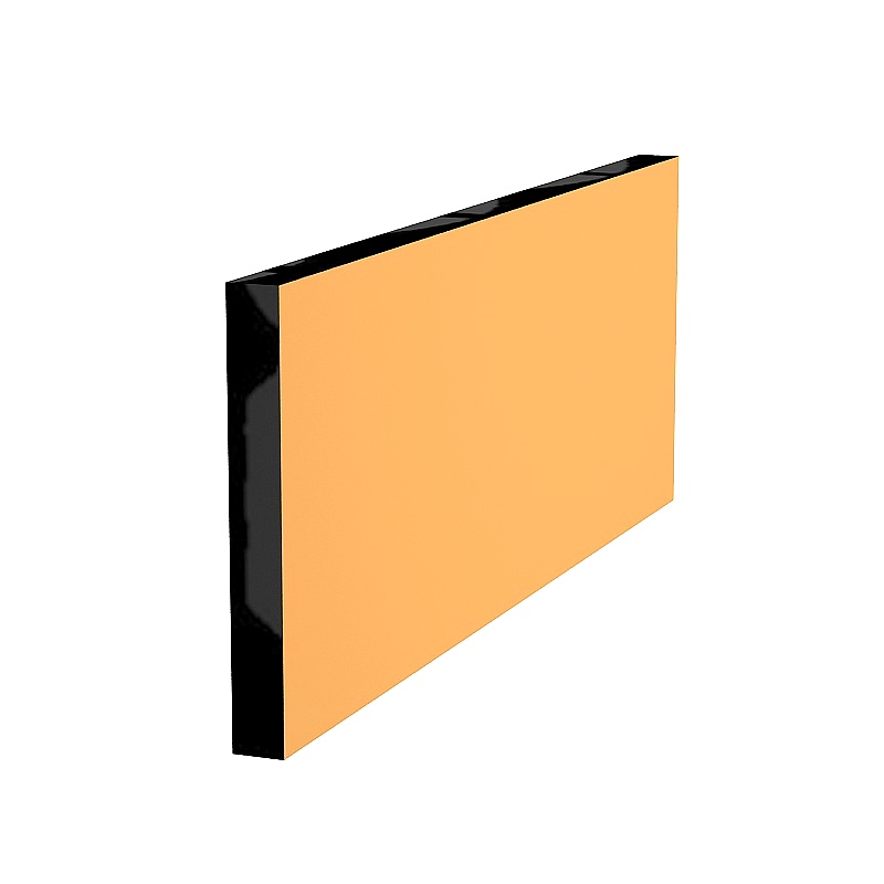 Black glossy frame with light orange panel on white background