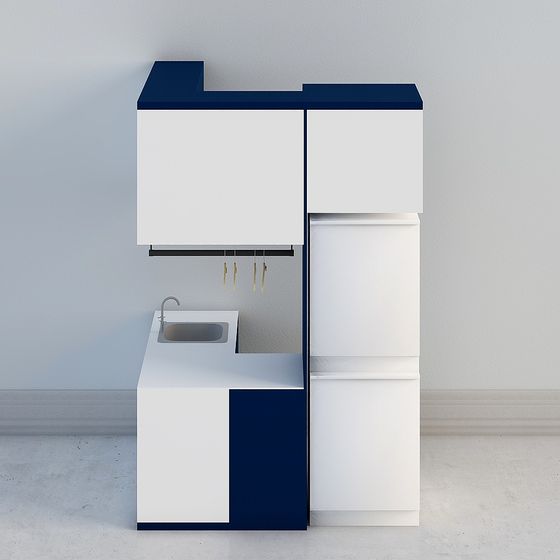 Modern Minimalist Kitchen Unit 3D model