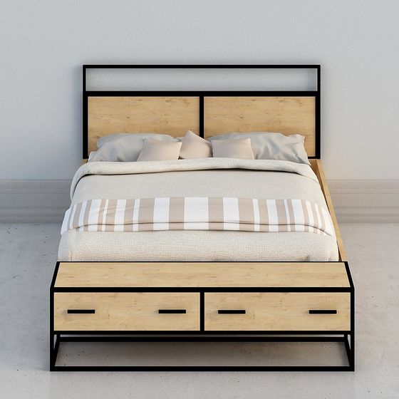 Modern Minimalist Low-Poly Bed Frame 3D model