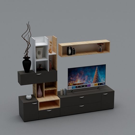 Stylish Low-Poly TV Stand 3D model