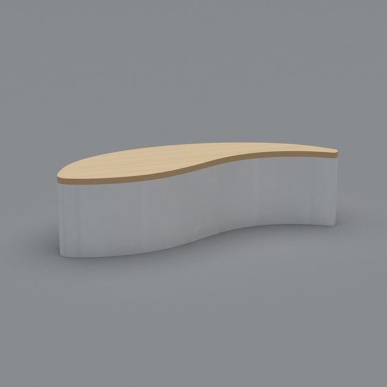 Elegant Curved Bench 3D model in Low-Poly Style
