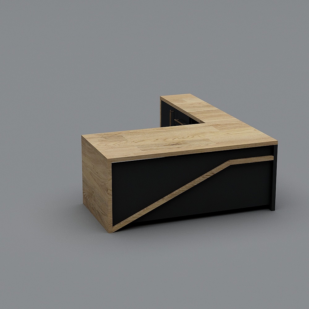 L-Shaped Minimalist Office Desk 3D model