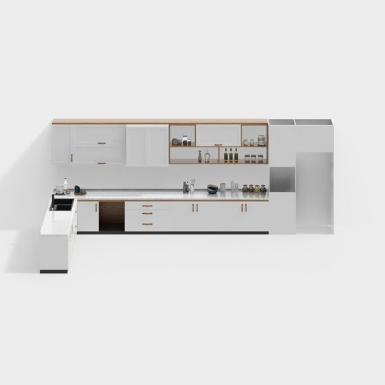 Modern Low-Polygon Kitchen 3D model Design