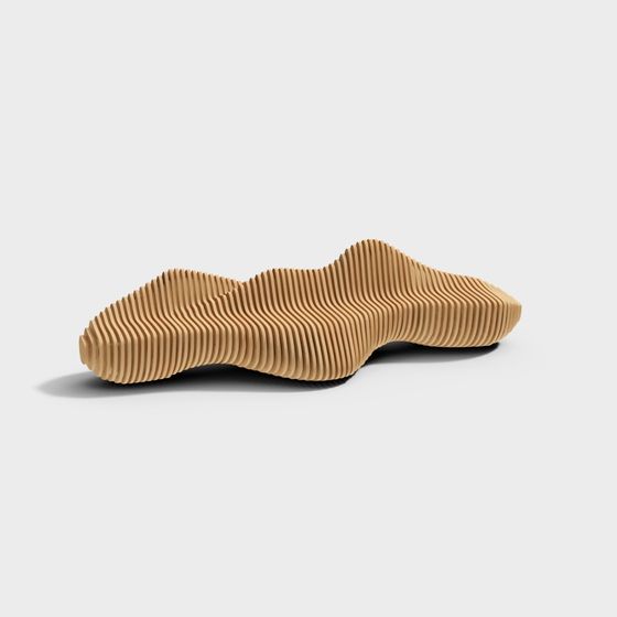 Wave-Shaped Wooden Bench 3D model
