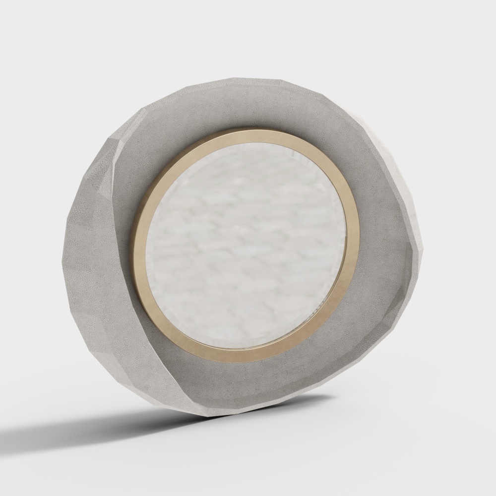 Prism Round Table 3D Model – Low Poly Concrete & Gold